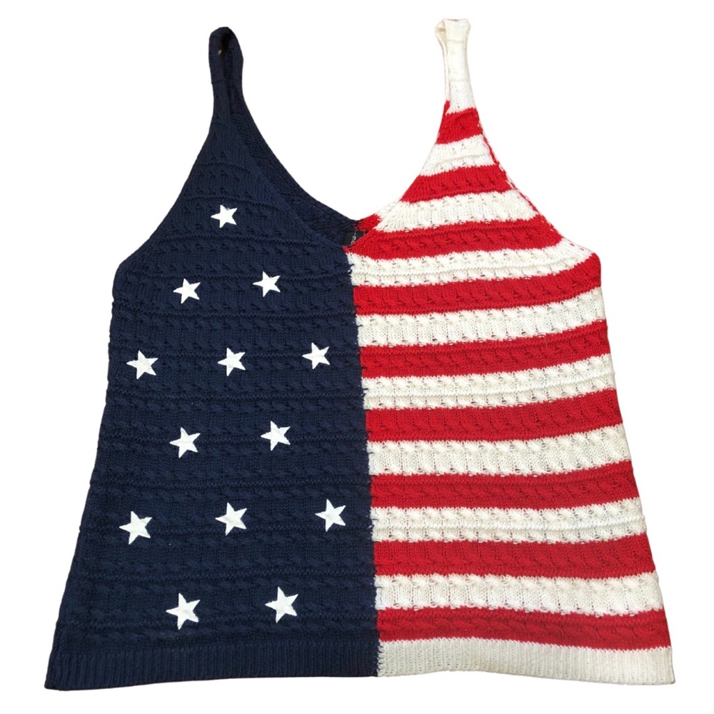 Moon & Madison by Anthropologie Stars and Stripes Flag Sweater Tank